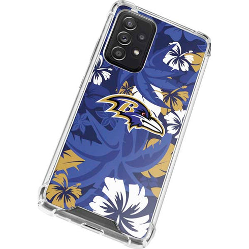 NFL Baltimore Ravens Tropical Print Galaxy A52 5G Clear Case